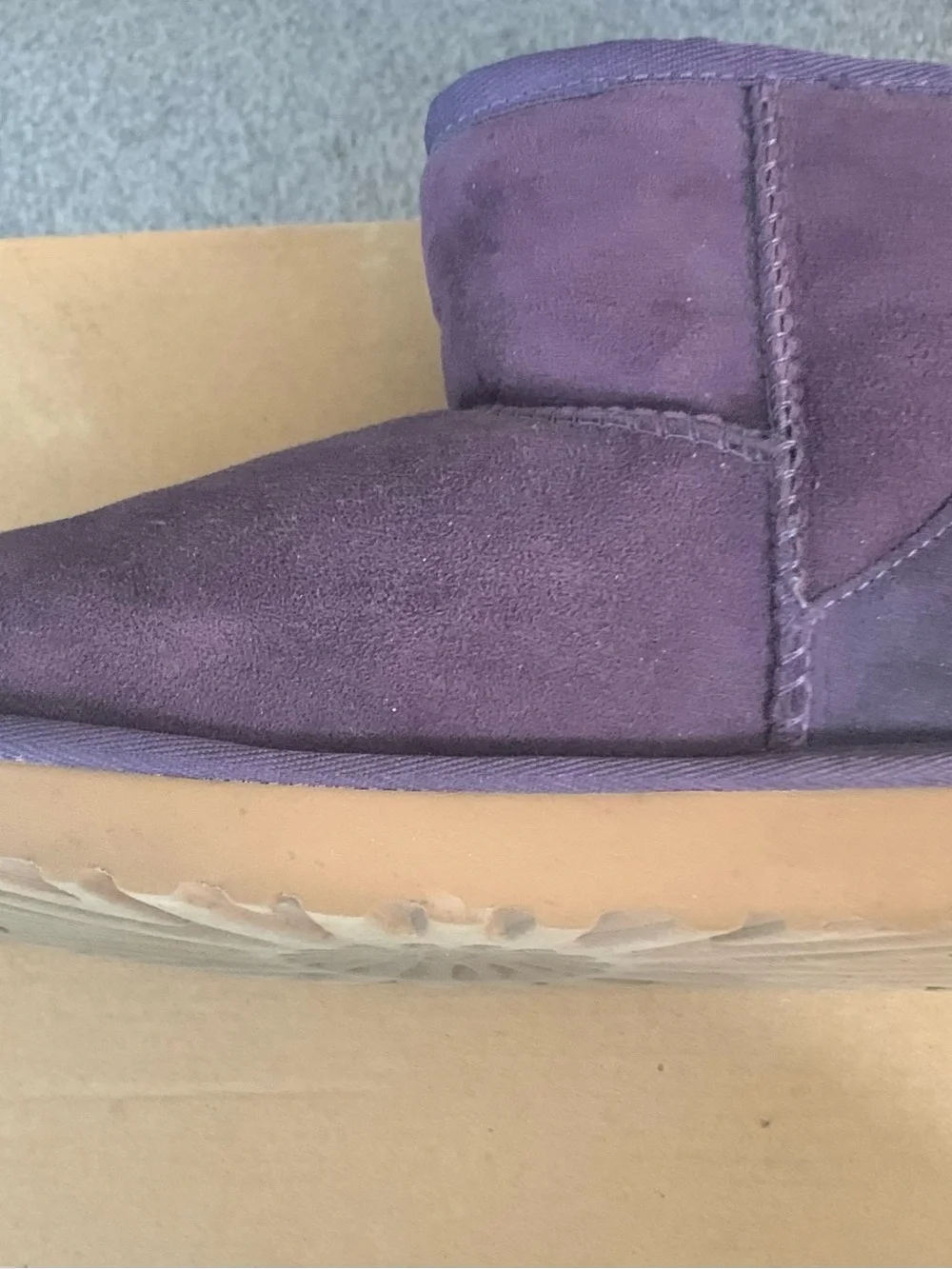 UGG Women's Short Boots in Deep Purple with Tan Logo Patch